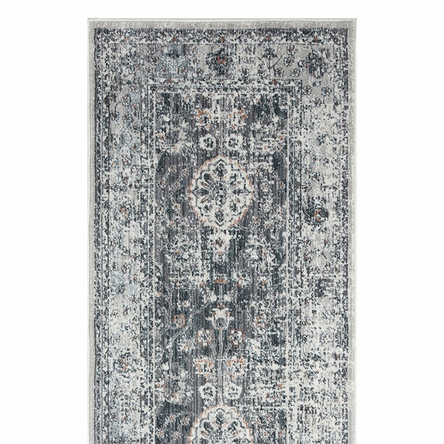 Rugs & Curtains * | B807 Cypress Grey Medallion Runner 3X8 Outlet Sale