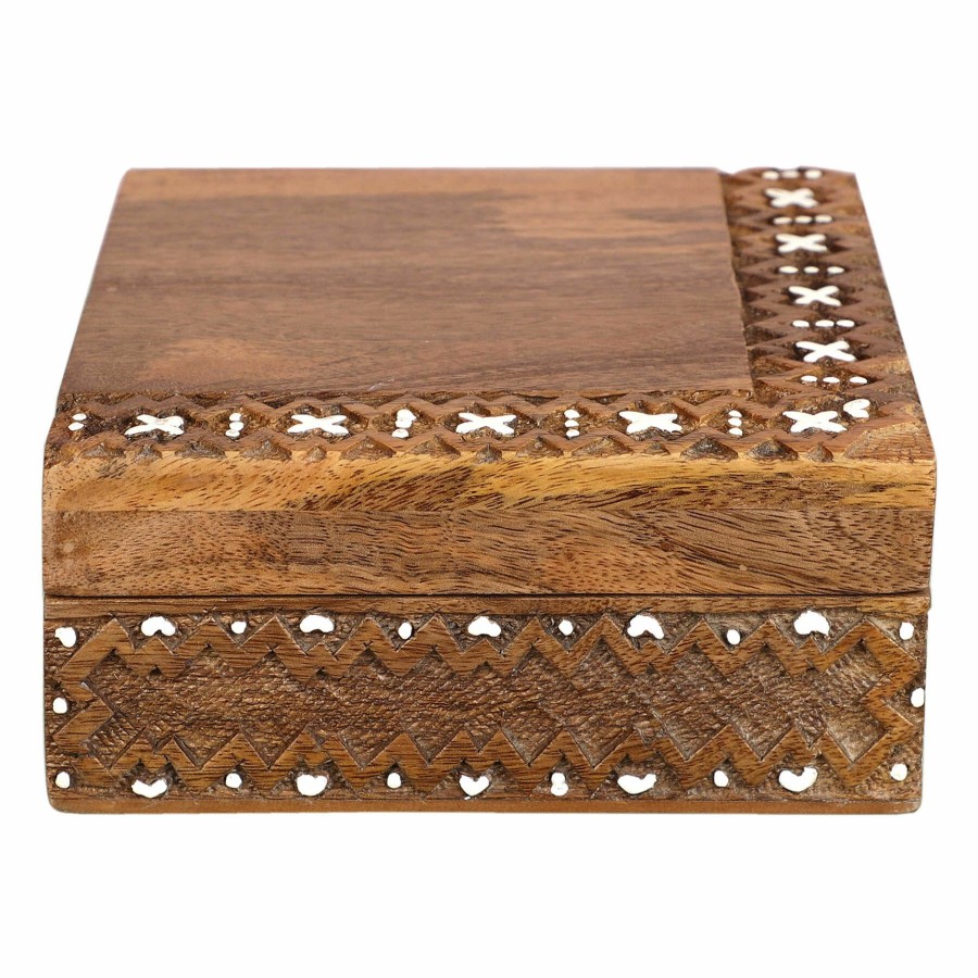 Home Accents * | Tracey Boyd Carved Wood Box, 6 At Reduced Price