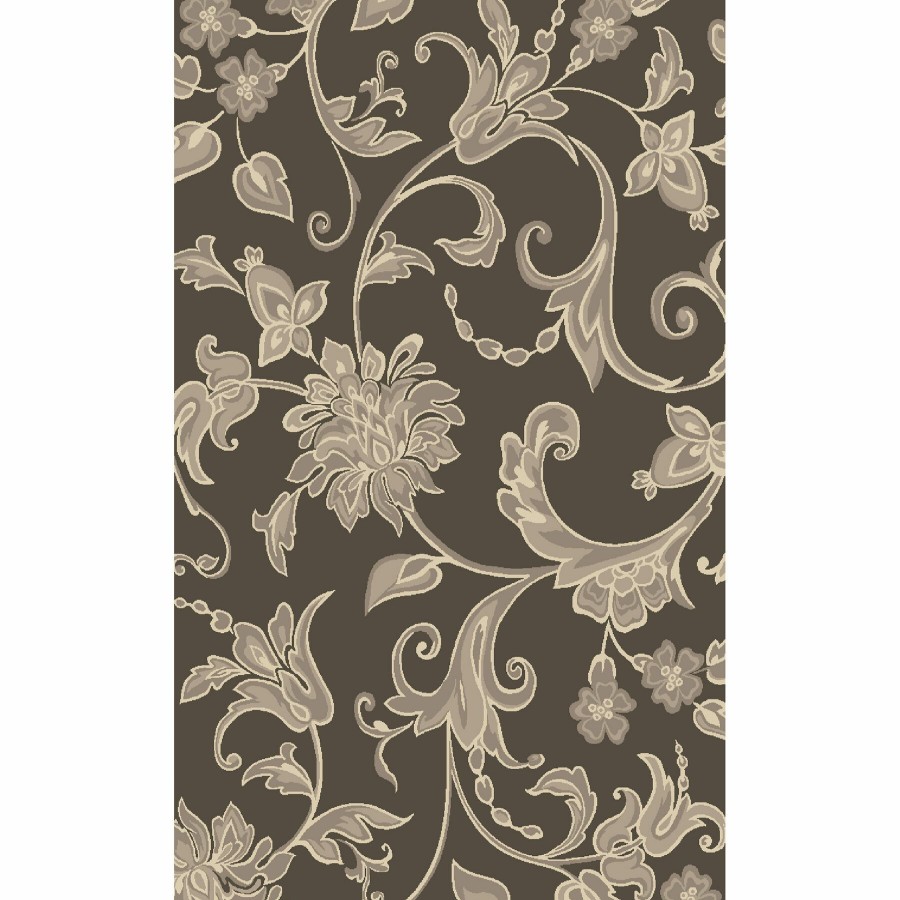 Rugs & Curtains * | (D408) Dark Grey Traditional Floral Design Area Rug, 7 10 Outlet Sale