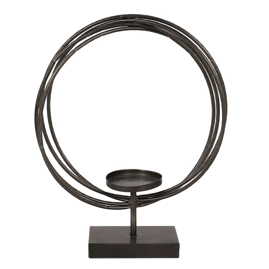 Home Accents * | Brown Circle Pillar Candle Holder, 15 Exactly Discount