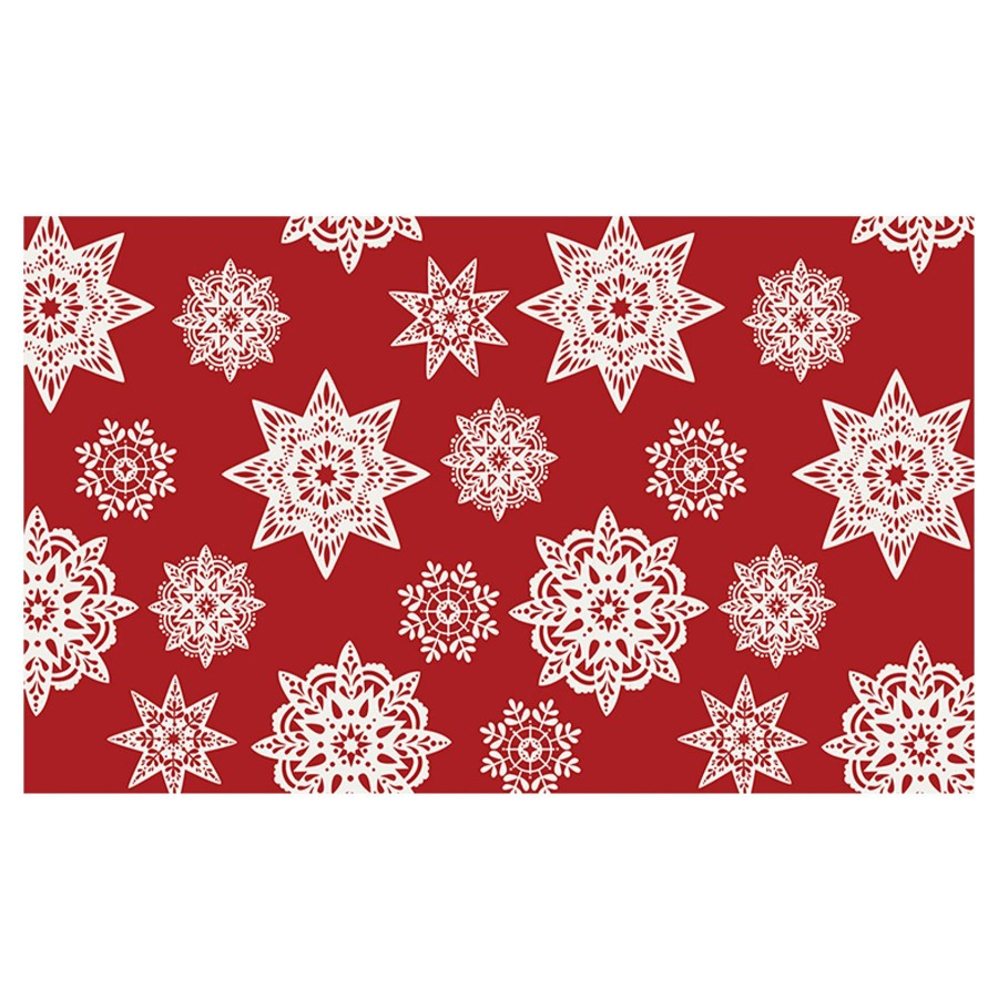 Rugs & Curtains * | Red Nordic Snowflakes Kitchen Mat, 18 30 New Collections