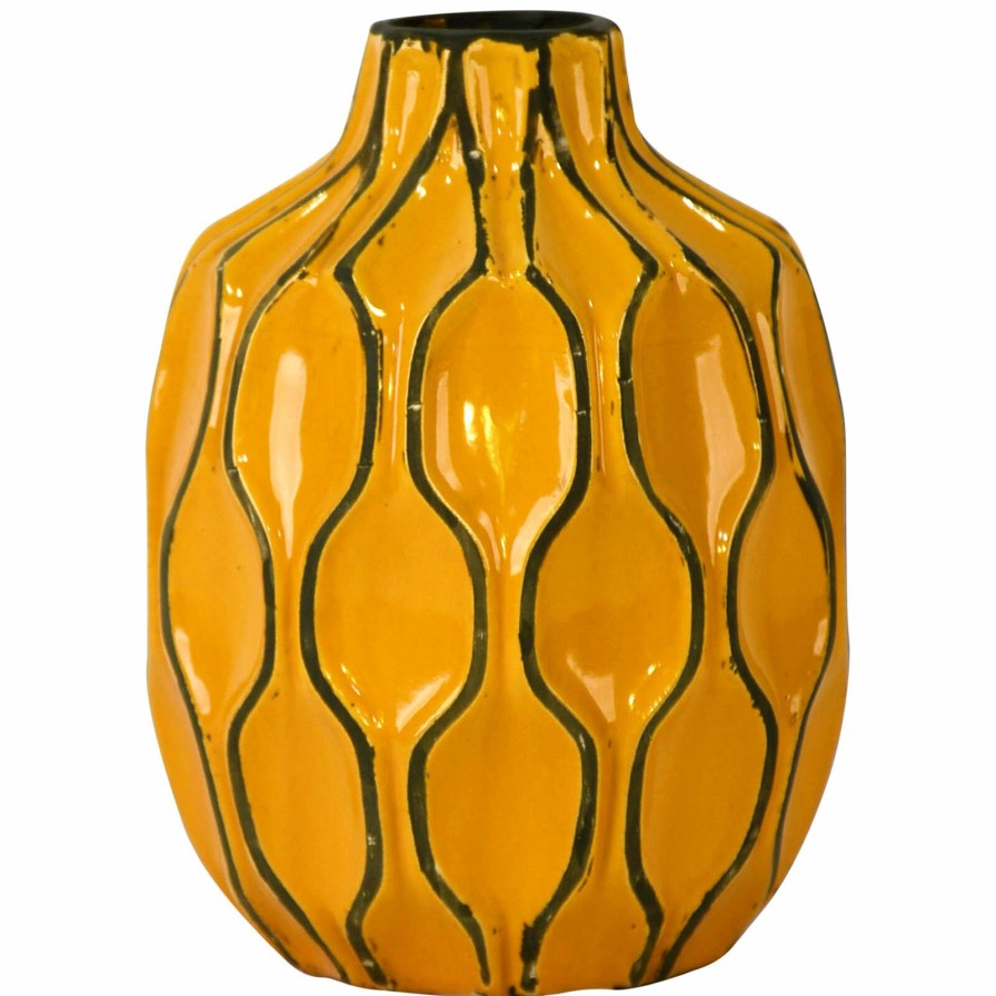 Home Accents * | Katherine Yellow Ceramic Short Neck Vase, 8 Reduction In Price