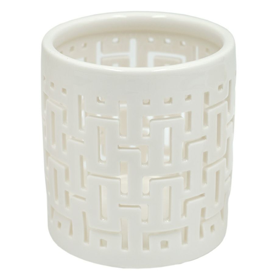 Home Accents * | Grace Mitchell White Ceramic Cutout Tealight Holder, 4 Outlet