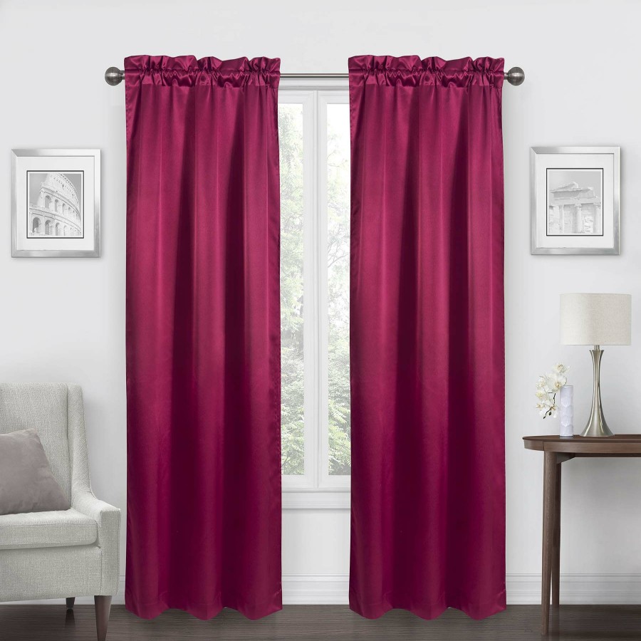 Rugs & Curtains * | Jordan Red Satin Rod Pocket Light Filtering Curtain Panel, 84 Shop