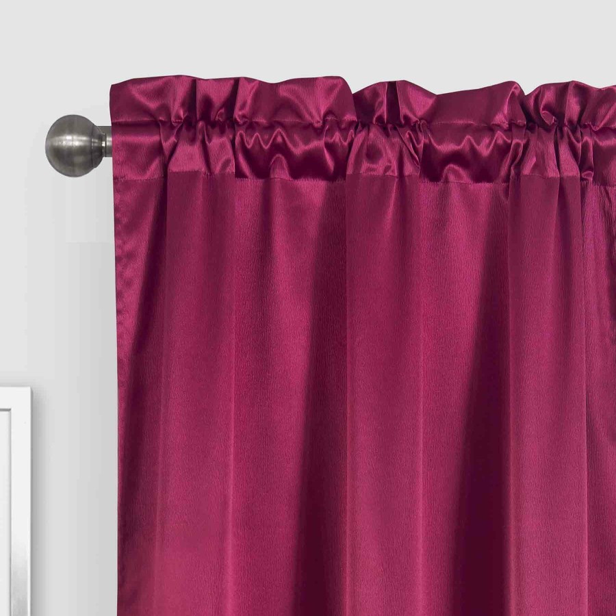 Rugs & Curtains * | Jordan Red Satin Rod Pocket Light Filtering Curtain Panel, 84 Shop