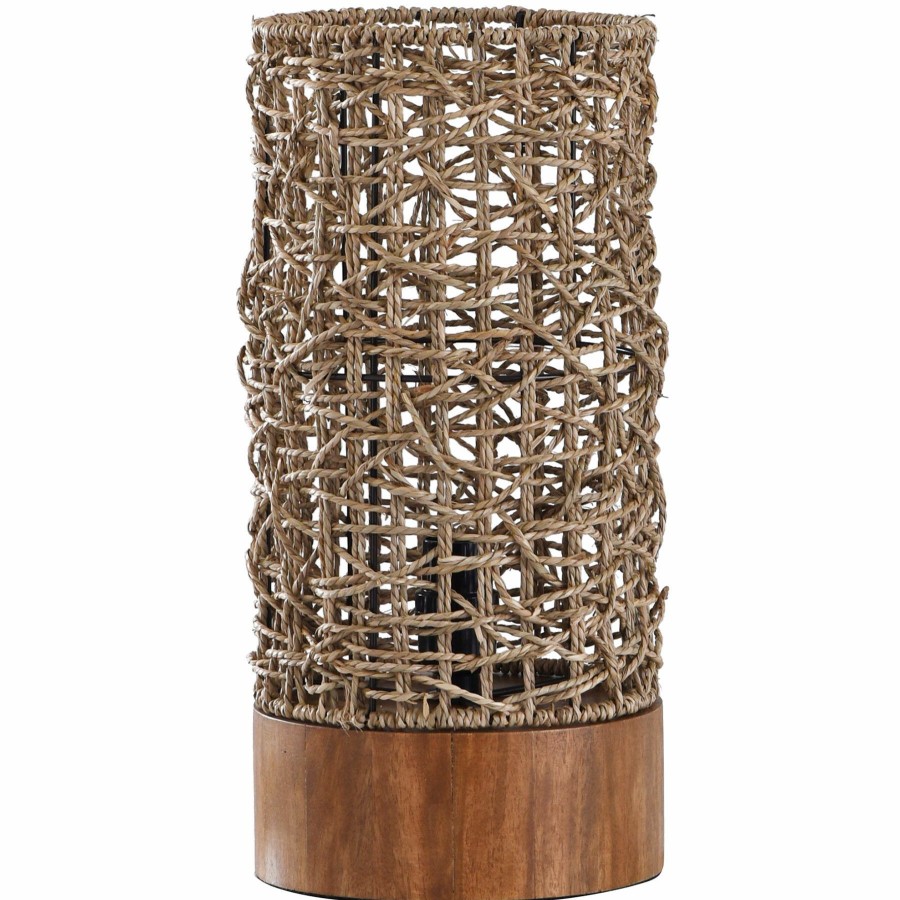 Home D Cor * | Woven Wood Uplight Lamp, 15 Hot Sale