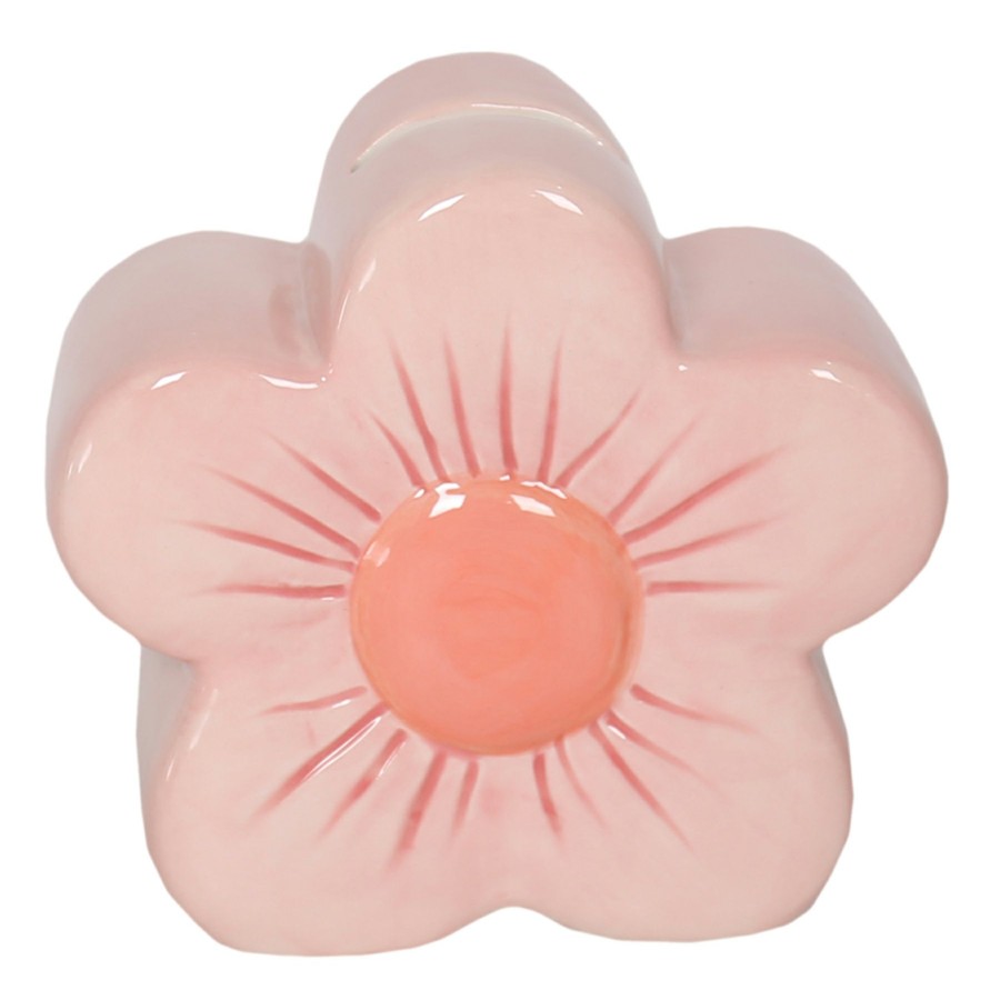 Home Accents * | Pink Ceramic Flower Piggy Bank, 5 Limited Edition