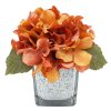 Home D Cor * | Orange Hydrangea In Mercury Glass Vase, 6.5 Outlet Sale