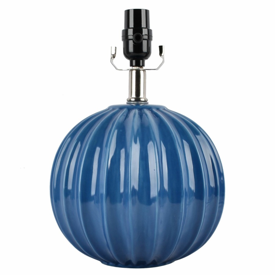 Home D Cor * | Grace Mitchell Ribbed Blue Ceramic Accent Lamp, 13 Delicate Design