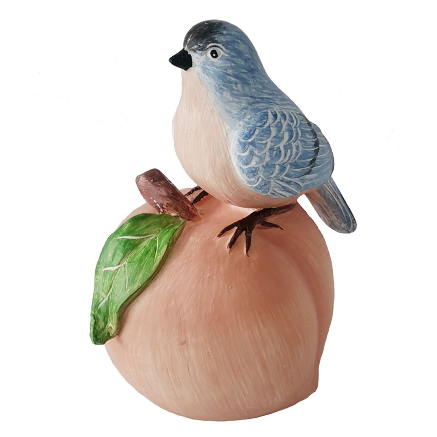 Home Accents * | Perching Bird On Peach Figurine, 6 Good Quality