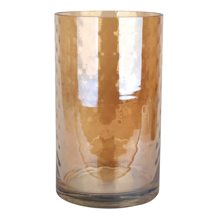 Home Accents * | Grace Mitchell Amber Glass Hurricane Candle Holder, 10 Fantastic Model