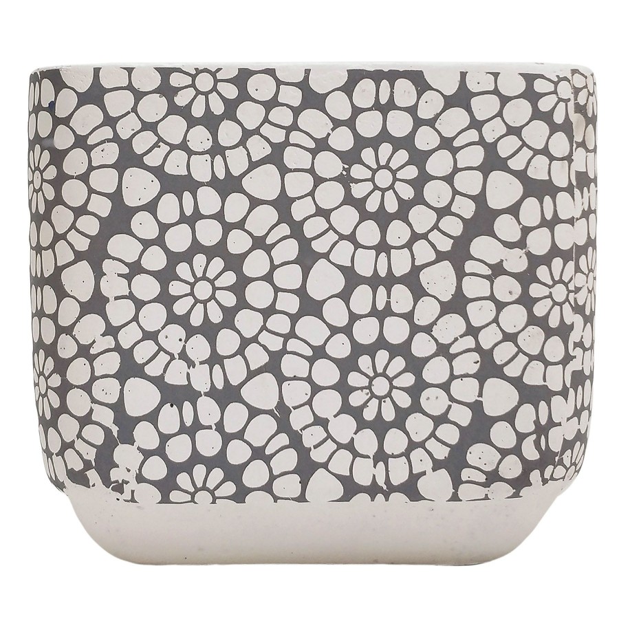 Home D Cor * | Square Grey Floral Print Citronella Candle, 27Oz Reduction In Price