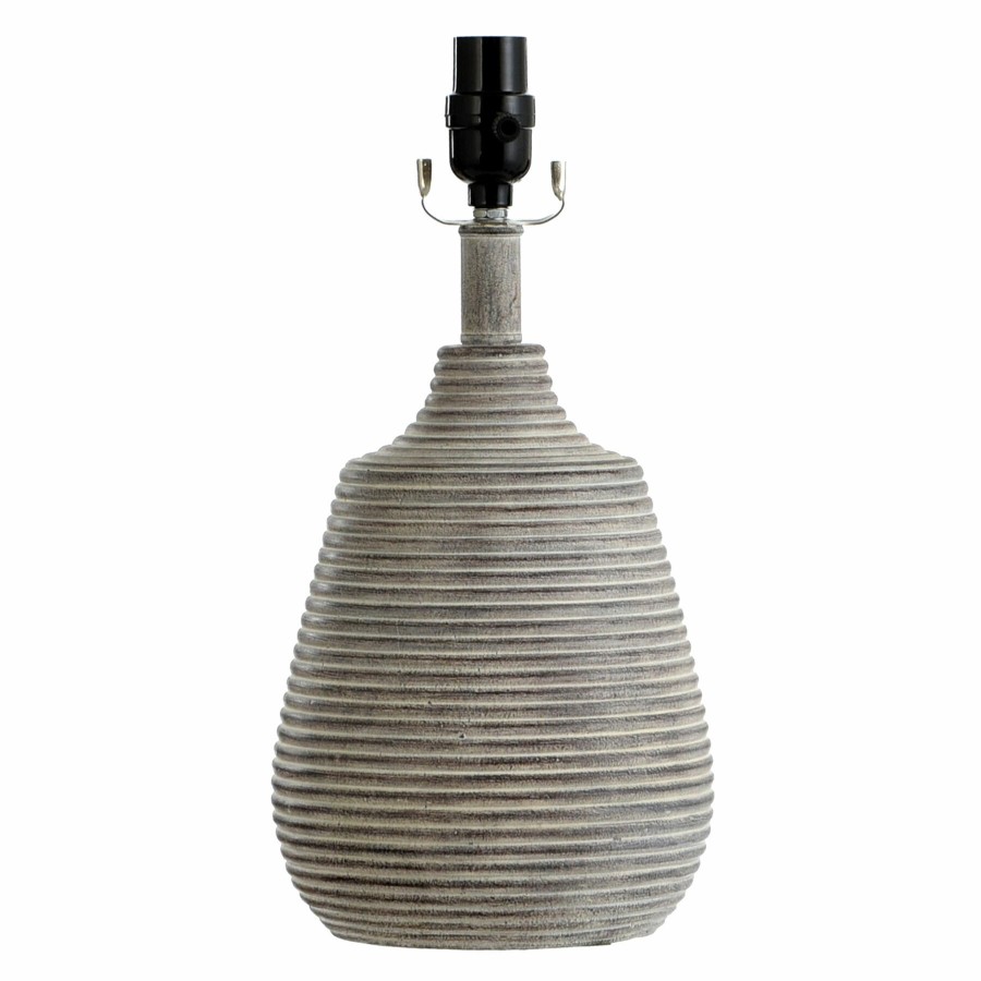 Home D Cor * | Grey Ribbed Accent Lamp, 15 Lower Prices