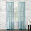 Rugs & Curtains * | Lourdes Aqua Crushed Rod Pocket Sheer Curtain Panel, 84 Outlet Sale