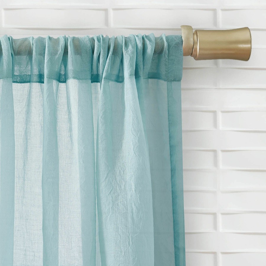 Rugs & Curtains * | Lourdes Aqua Crushed Rod Pocket Sheer Curtain Panel, 84 Outlet Sale