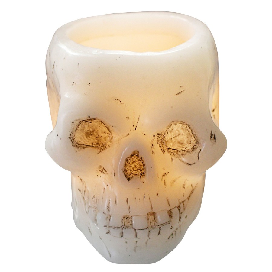 Home D Cor * | Led Skull Halloween Candle, 4 Outlet Sale