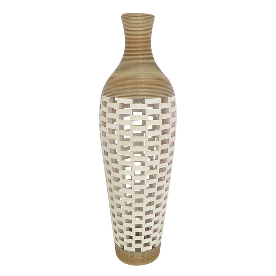 Home D Cor * | Brown Rattan Floor Vase, 39 Exactly Discount