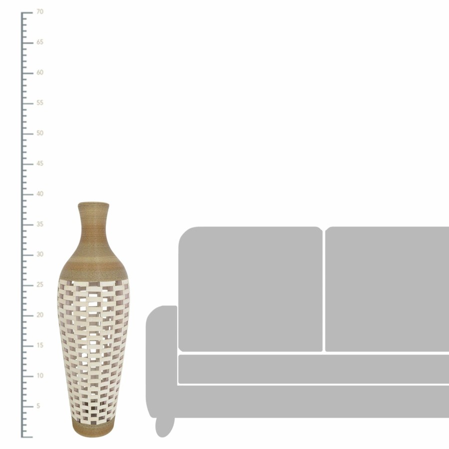 Home D Cor * | Brown Rattan Floor Vase, 39 Exactly Discount