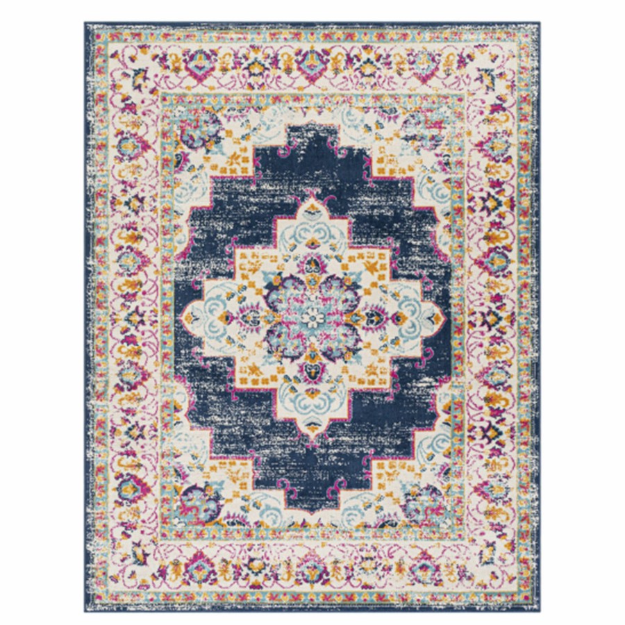 Rugs & Curtains * | (D494) Floransa Blue & Pink Medallion Area Rug, 5 7 Shop