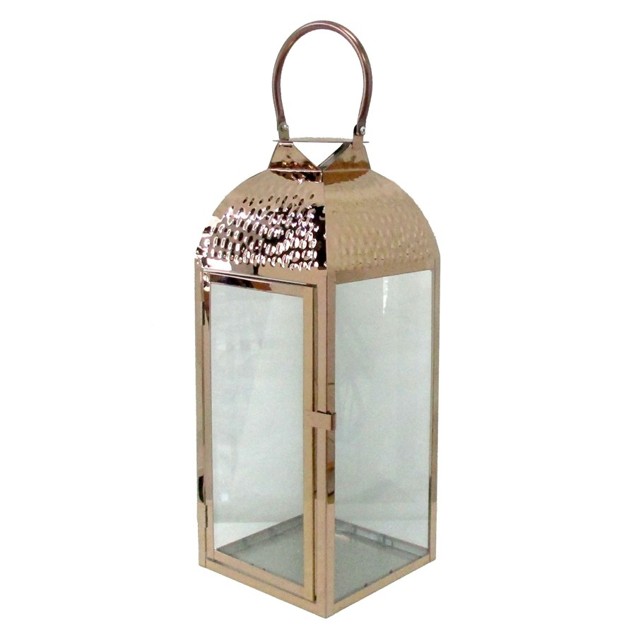 Home Accents * | Gold Hammered Metal Lantern, 17 Exactly Discount