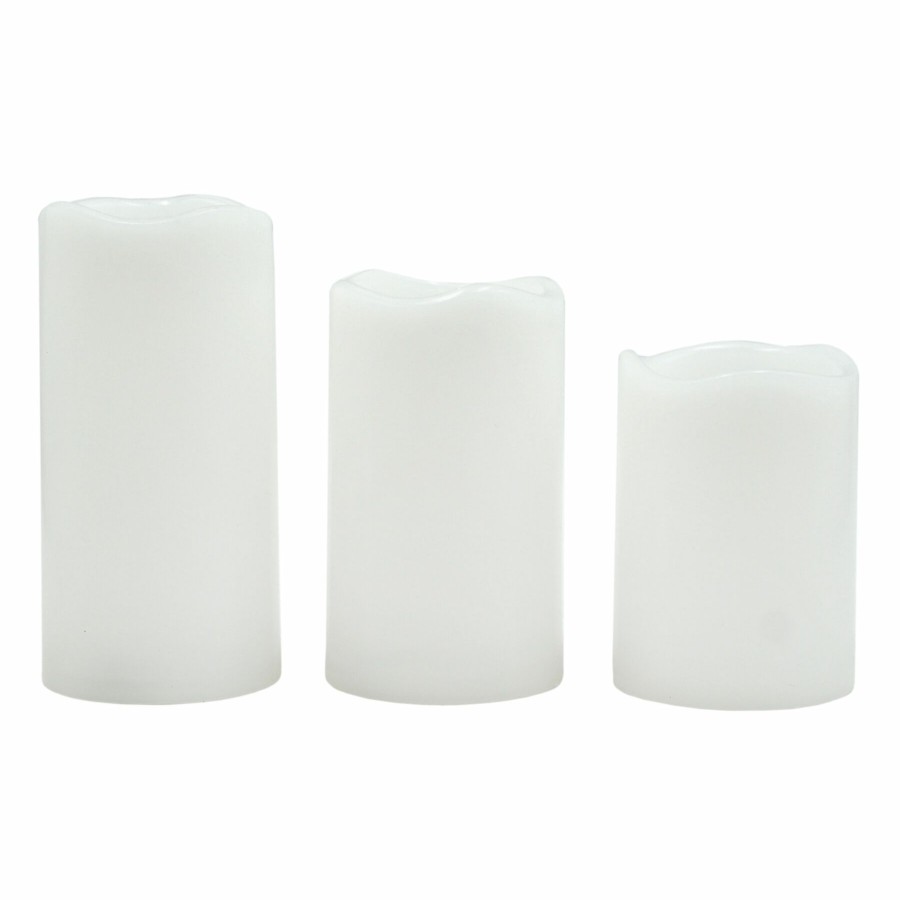 Home D Cor * | Set Of 3 Led Plastic Candles With 6 Hour Timer White Discount Store