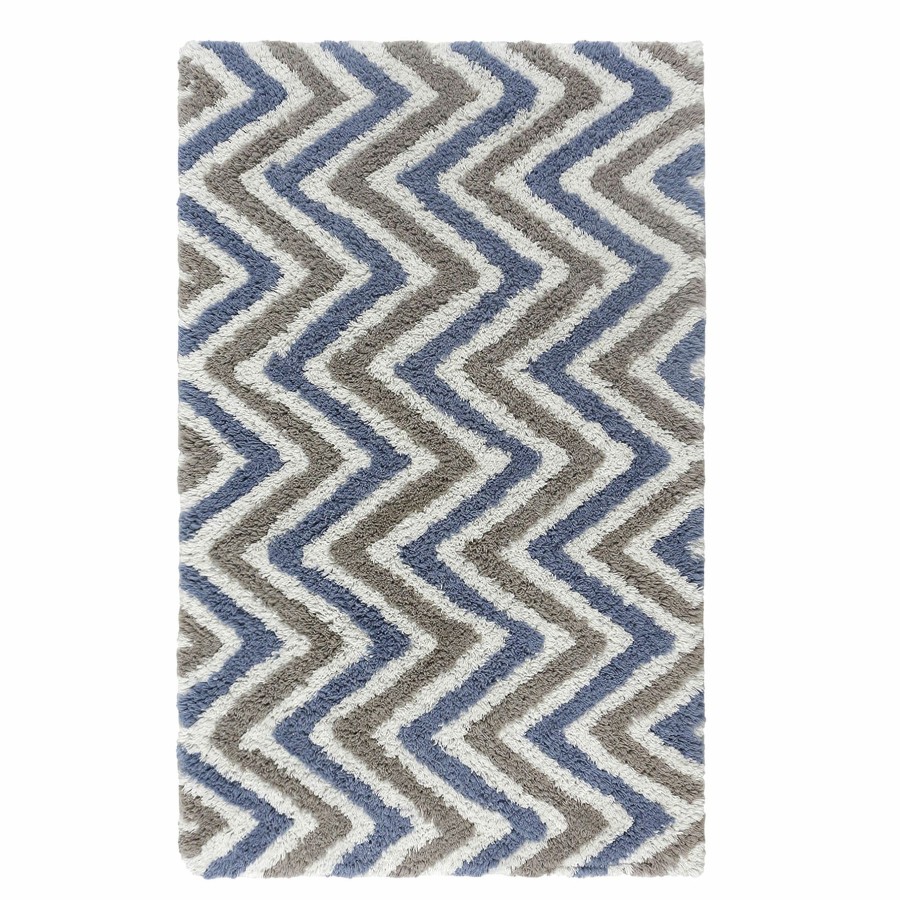 Rugs & Curtains * | Bath Rug Chevron Grey/Blue Discount Store