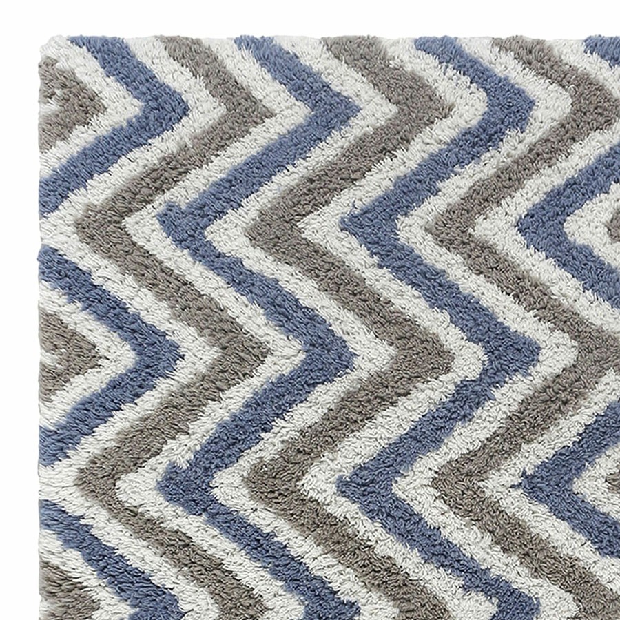 Rugs & Curtains * | Bath Rug Chevron Grey/Blue Discount Store