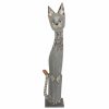 Home D Cor * | Oversized Whitewashed Embellished Cat Decor, 39 Discount