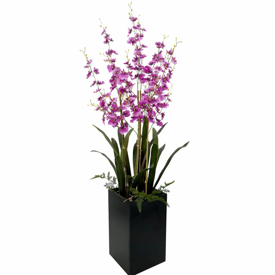 Home D Cor * | Pink Orchid Flowers With Wooden Planter, 47 Fantastic Model