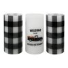 Home D Cor * | 3-Pack Black Buffalo Check & Farm Truck Led Halloween Candles Premium Product