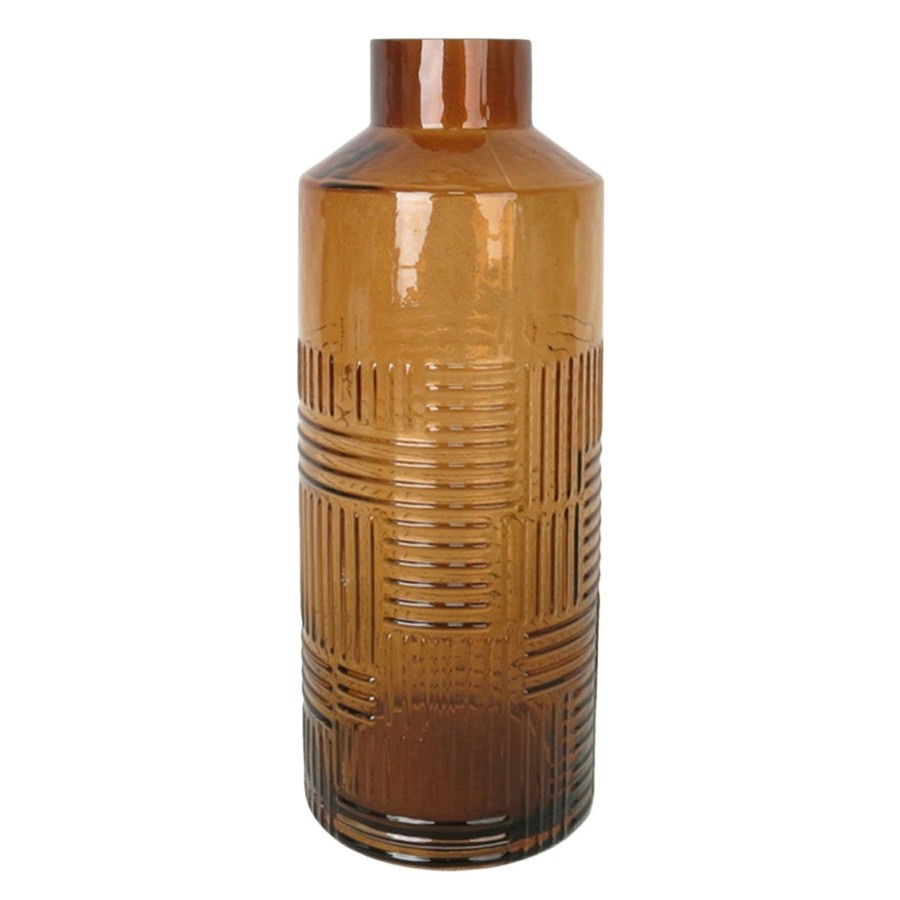 Home Accents * | Embossed Brown Glass Vase, 12.5 Exactly Discount