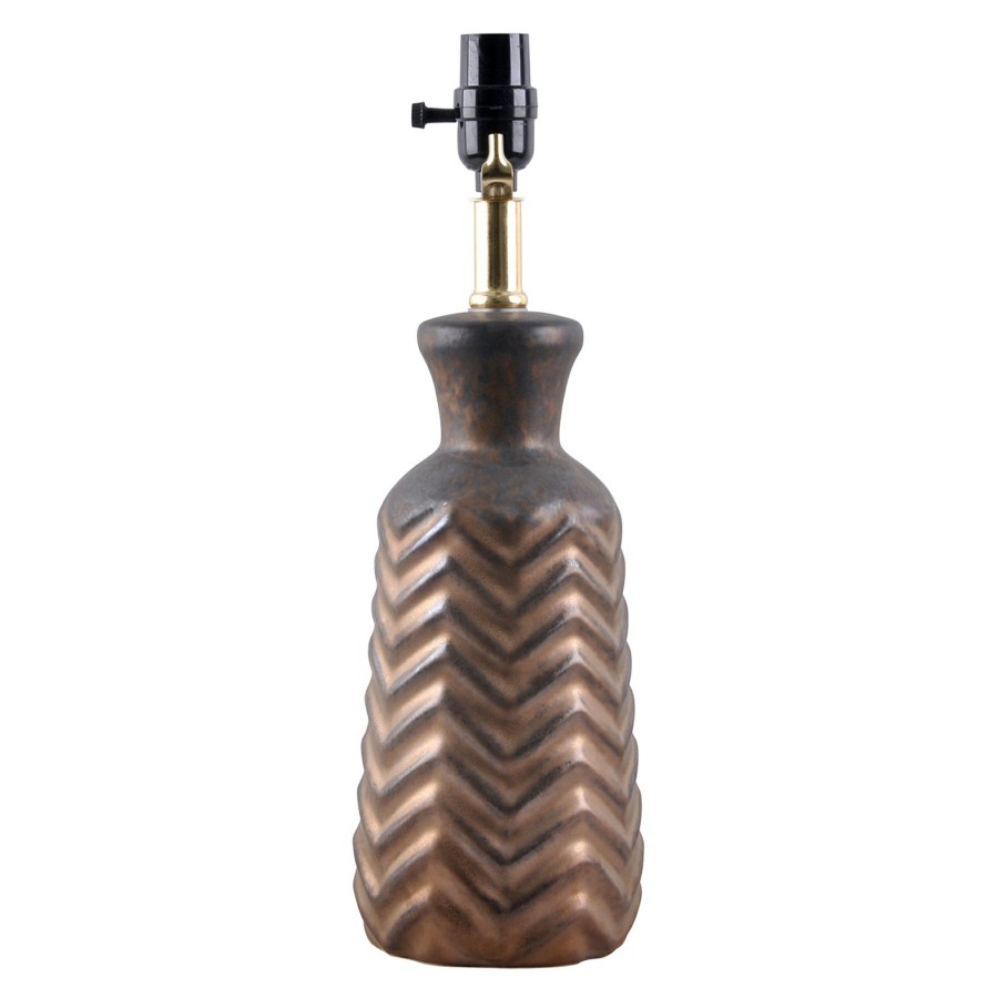 Home D Cor * | Distressed Chevron Patterned Ceramic Accent Lamp, 16 Exceptional Design