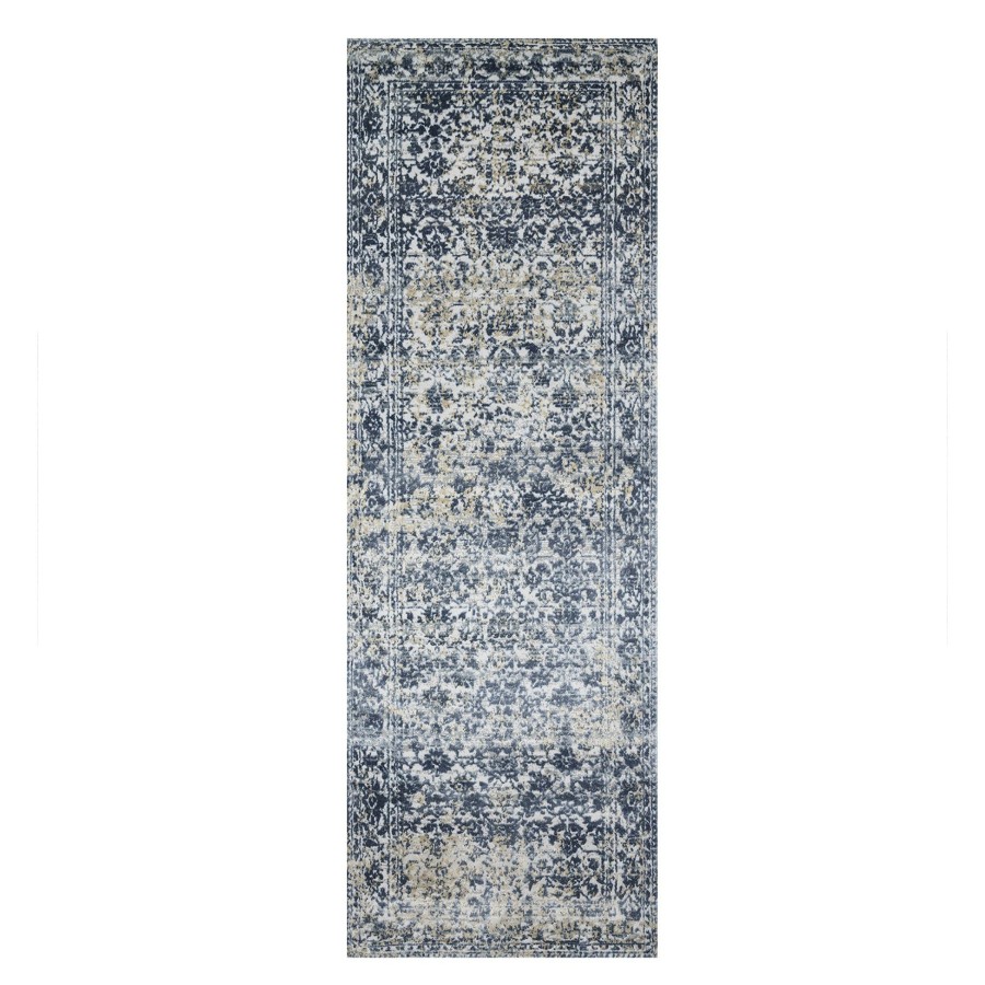 Rugs & Curtains * | (A377) Venice Distressed Look Blue Runner, 2 7 Premium Product