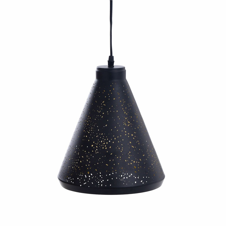 Home D Cor * | Black Punched Metal Hanging Pendant Light, 12 Fire Sale