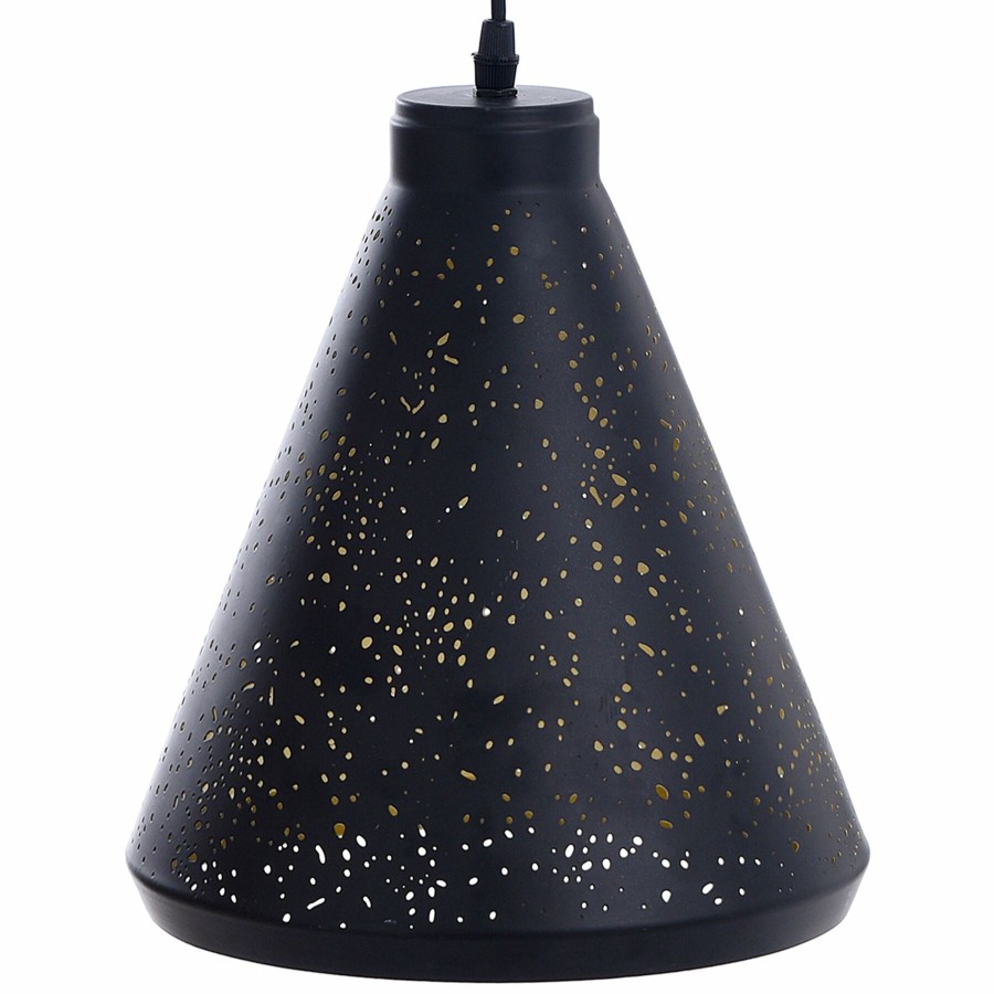 Home D Cor * | Black Punched Metal Hanging Pendant Light, 12 Fire Sale