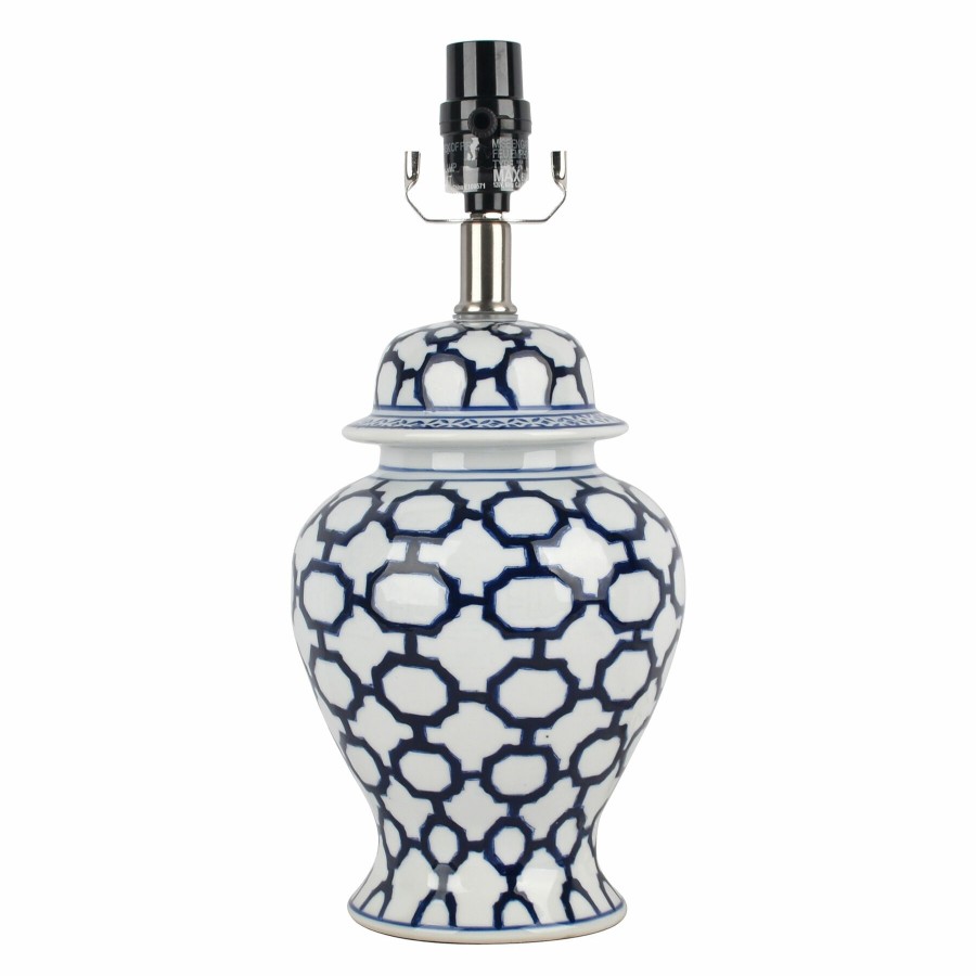 Home D Cor * | Grace Mitchell Blue & White Trellis Ceramic Accent Lamp, 15 Limited Edition