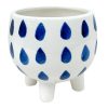 Home Accents * | White & Blue Painted Dot Ceramic Pot, 4 Reduction In Price