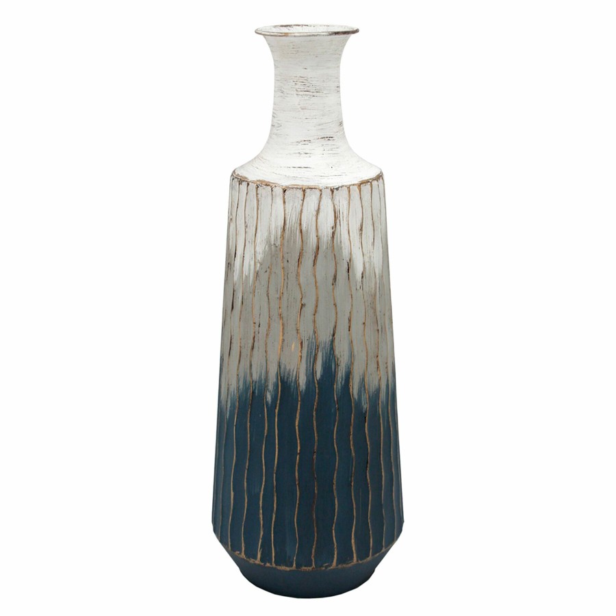 Home Accents * | Grey Tribal Metal Vase, 20 Shop