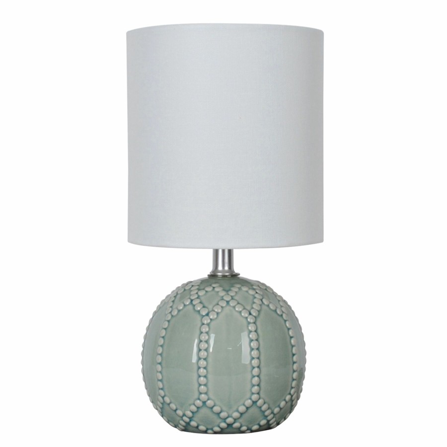 Home D Cor * | Green Ceramic Mini Accent Lamp With Shade, 12 Delicate Design