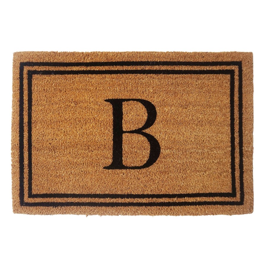 Rugs & Curtains * | Monogram B Black Natural Border Coir Mat, 18 27 Discount Store