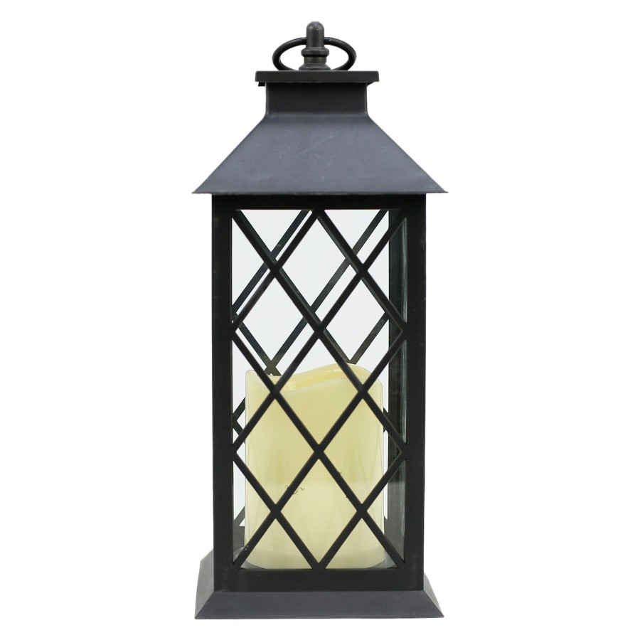 Home Accents * | Black Led Lantern With 6 Hour Timer, 12 Outlet