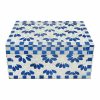 Home Accents * | Tracey Boyd Blue Floral Mosaic Box Decor, 8 5 Discounts