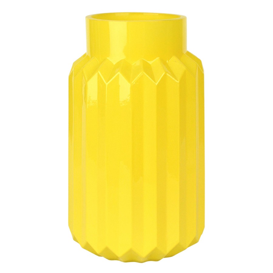 Home Accents * | Tracey Boyd Ribbed Yellow Glass Vase, 7.5 Discounts