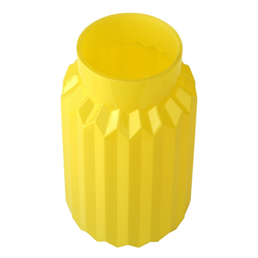 Home Accents * | Tracey Boyd Ribbed Yellow Glass Vase, 7.5 Discounts