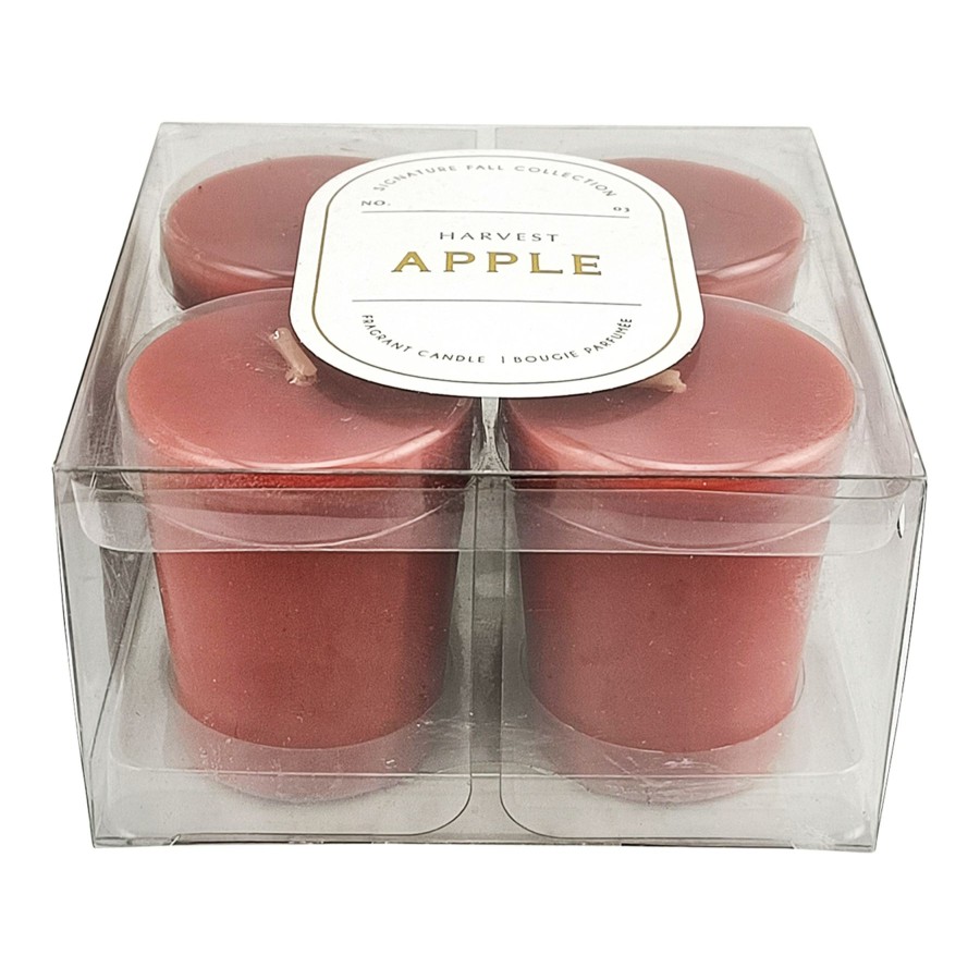 Home D Cor * | 4-Piece Harvest Apple Scented Votive Candle Set Lower Prices