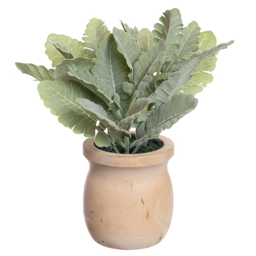 Home D Cor * | 9In Dusty Miller Wood Pot Classical Style