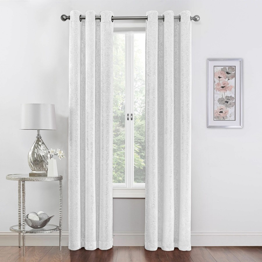 Rugs & Curtains * | 2-Pack Metallic White Blackout Grommet Curtain Panels, 84 Reliable Quality