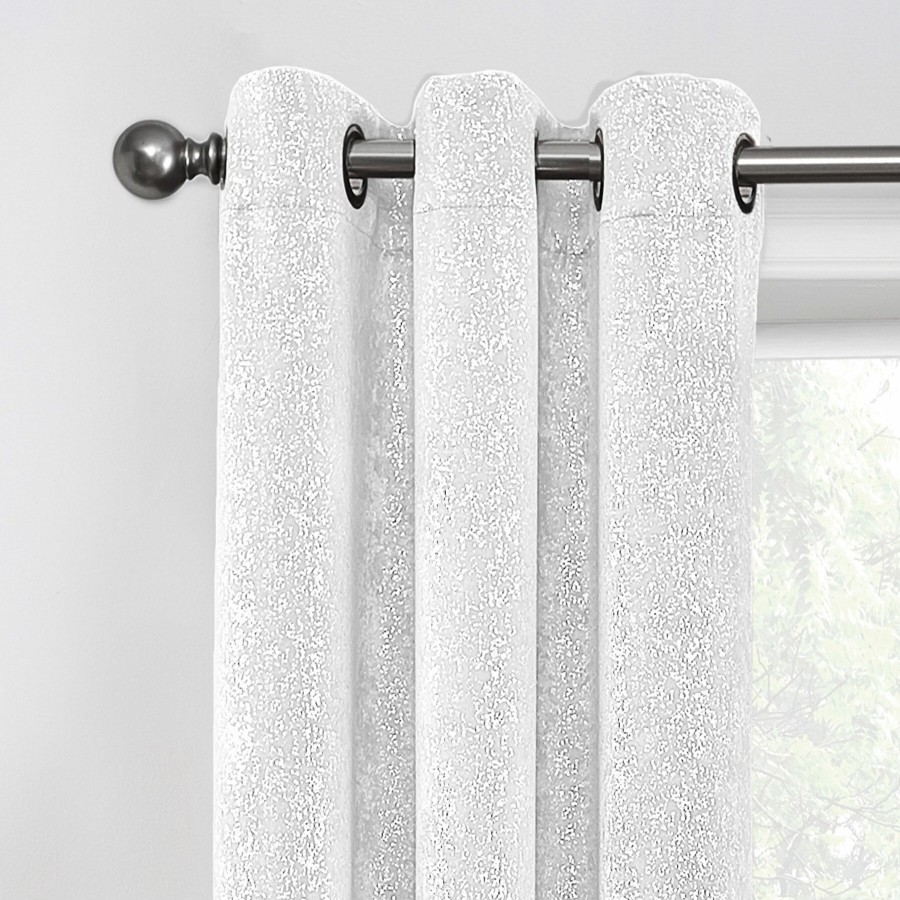 Rugs & Curtains * | 2-Pack Metallic White Blackout Grommet Curtain Panels, 84 Reliable Quality