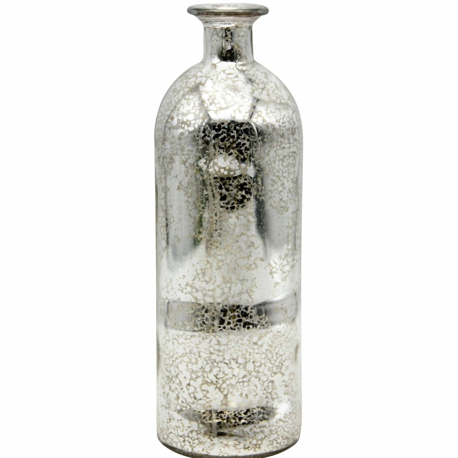 Home Accents * | Silver Glass Bottle Vase, 10.5 Reduction In Price