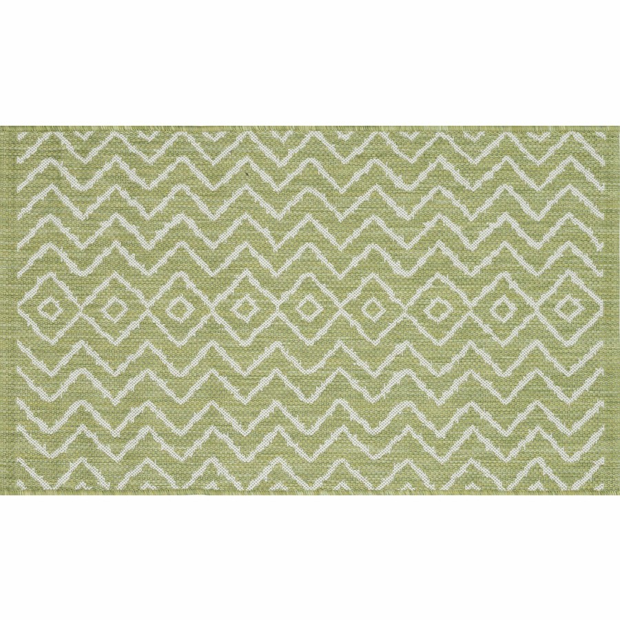 Rugs & Curtains * | (E253) Oasis Green Geometric Indoor & Outdoor Accent Rug, 2 4 Latest Fashion